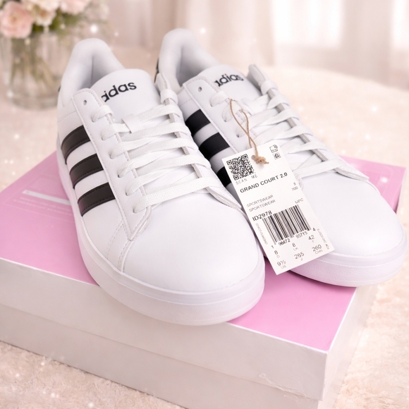 adidas Shoes - Adidas Grand Court 2.0 White and Purple Shoes